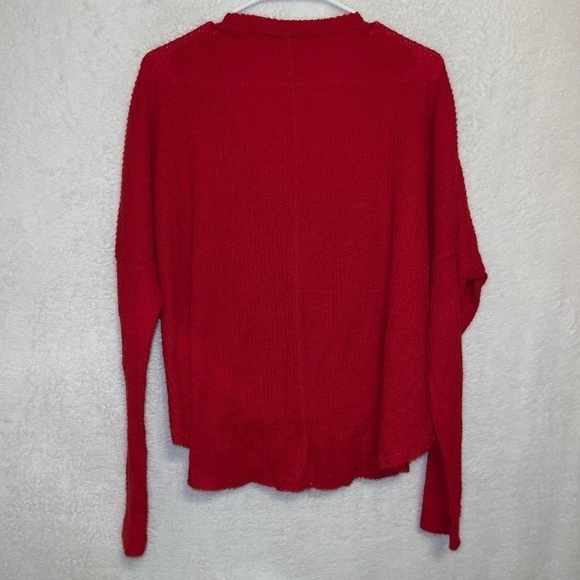 Urban Outfitters Out From Under Red Ribbed Button Front Pullover Henley Top - Picture 6 of 6